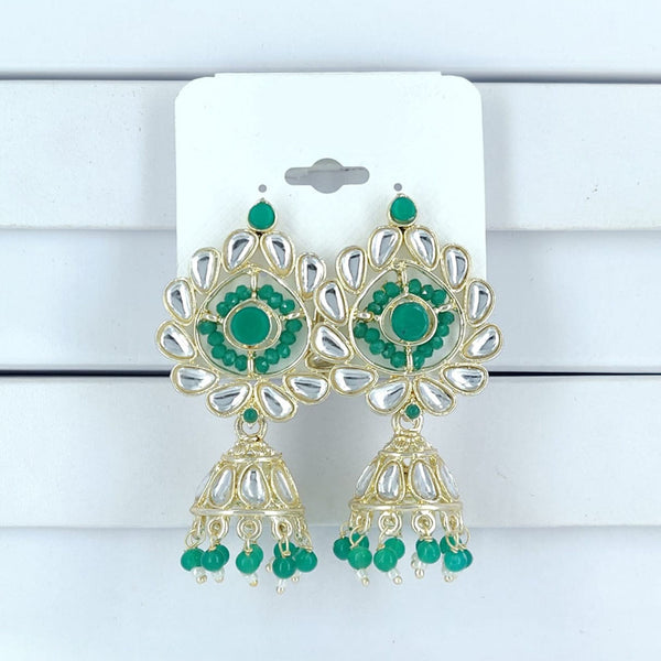 Corbeda Fashion Gold Plated Kundan And Beads Jhumki Earrings