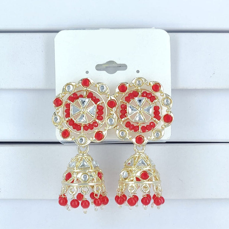 Corbeda Fashion Gold Plated Kundan And Beads Jhumki Earrings