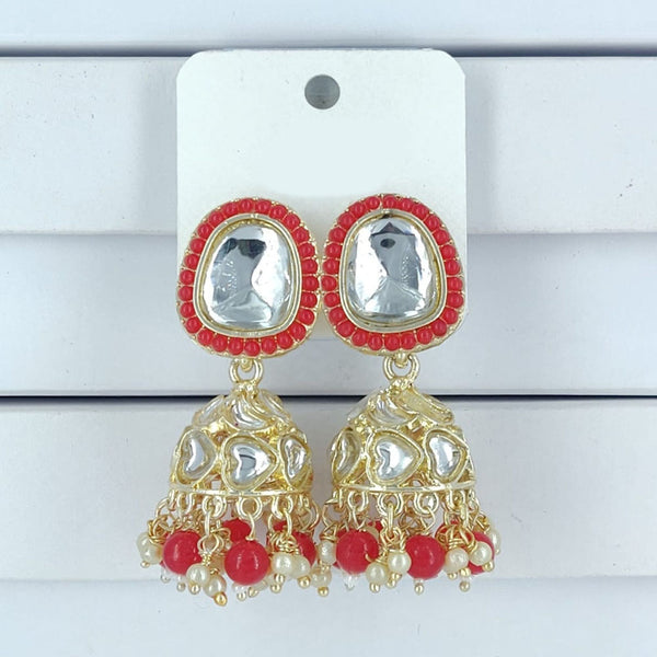 Corbeda Fashion Gold Plated Kundan And Beads Jhumki Earrings