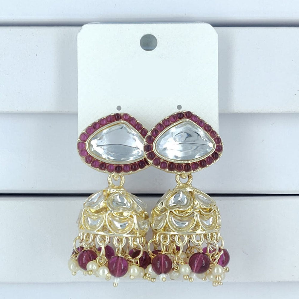 Corbeda Fashion Gold Plated Kundan And Beads Jhumki Earrings