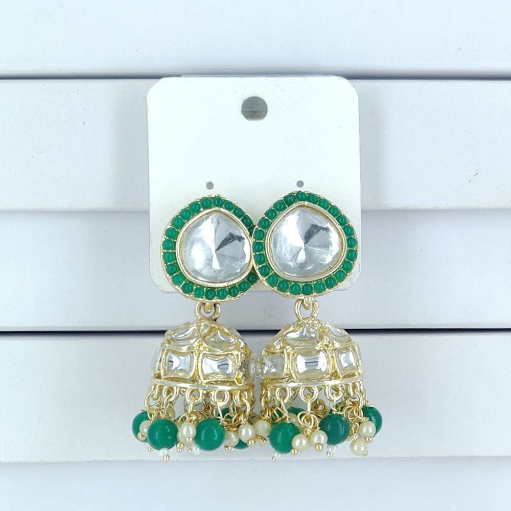 Corbeda Fashion Gold Plated Kundan And Beads Jhumki Earrings