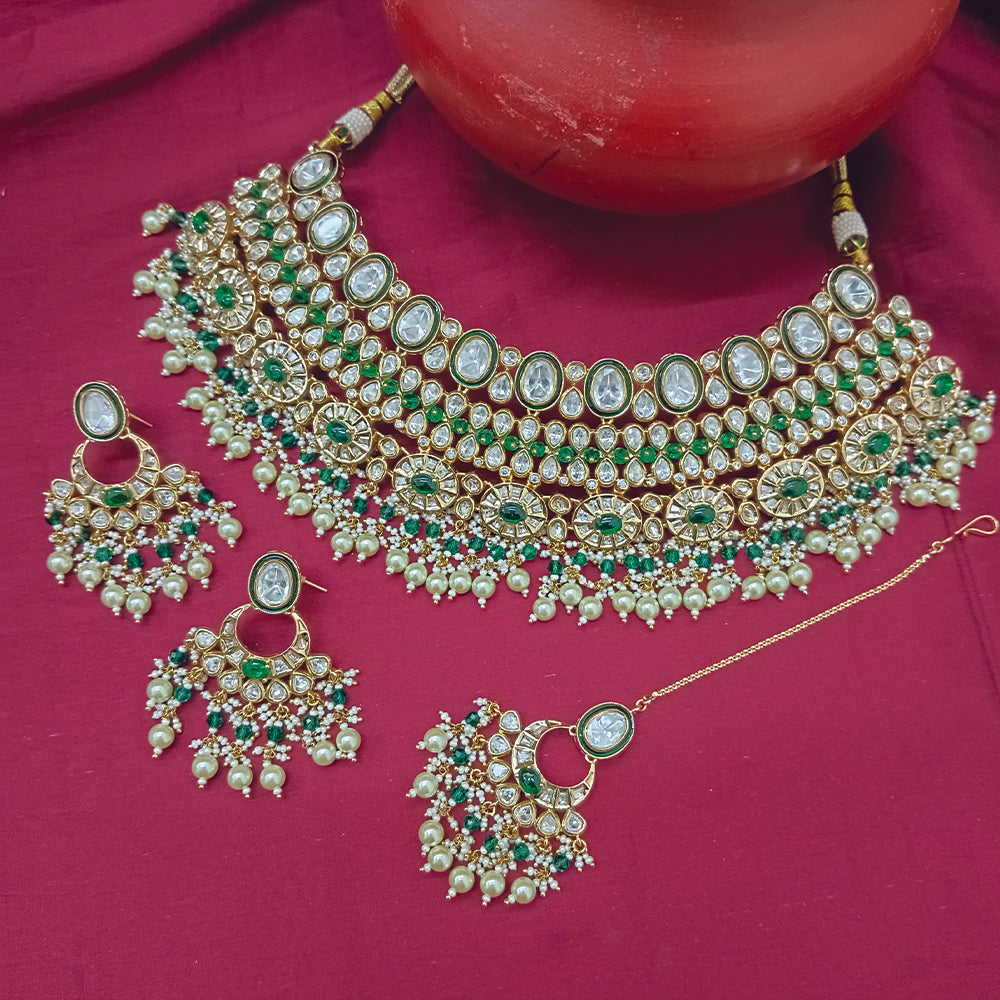 Arham Designer Polki Kundan Necklace Set with Premium Glamorous Finish