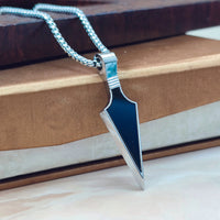 Urthn Silver  chain with Black Arrow Pendant for men