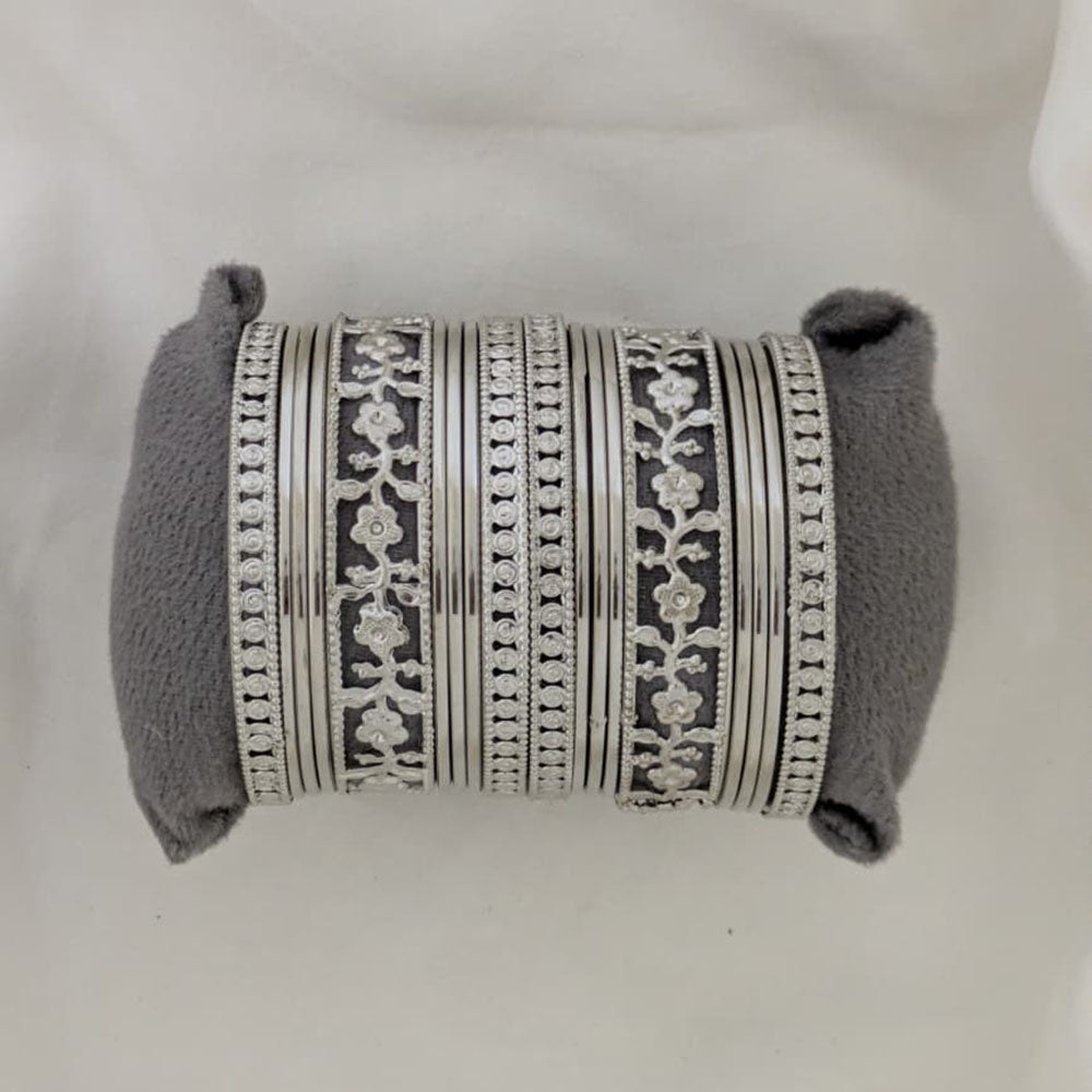 Shree Asha Bangles Oxidised Plated Floral Desing Bangles Set