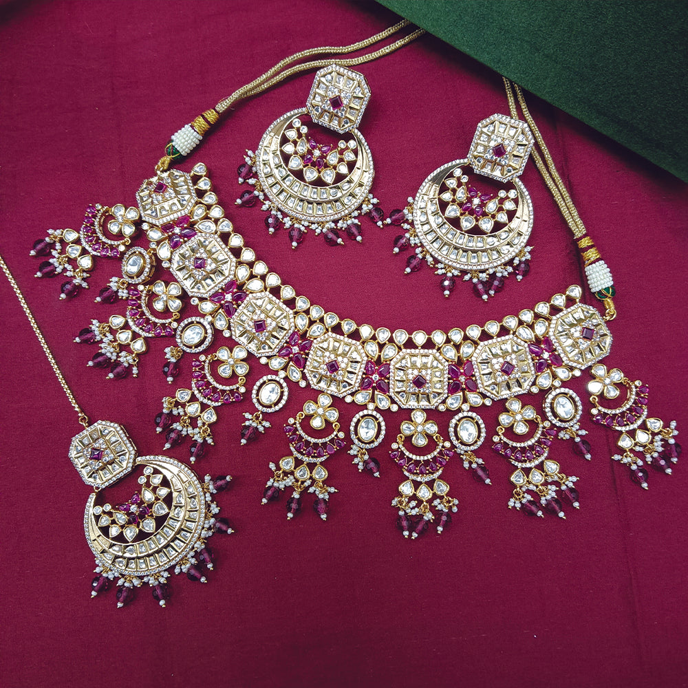 Arham Designer Polki Kundan Necklace Set with Premium Glamorous Finish