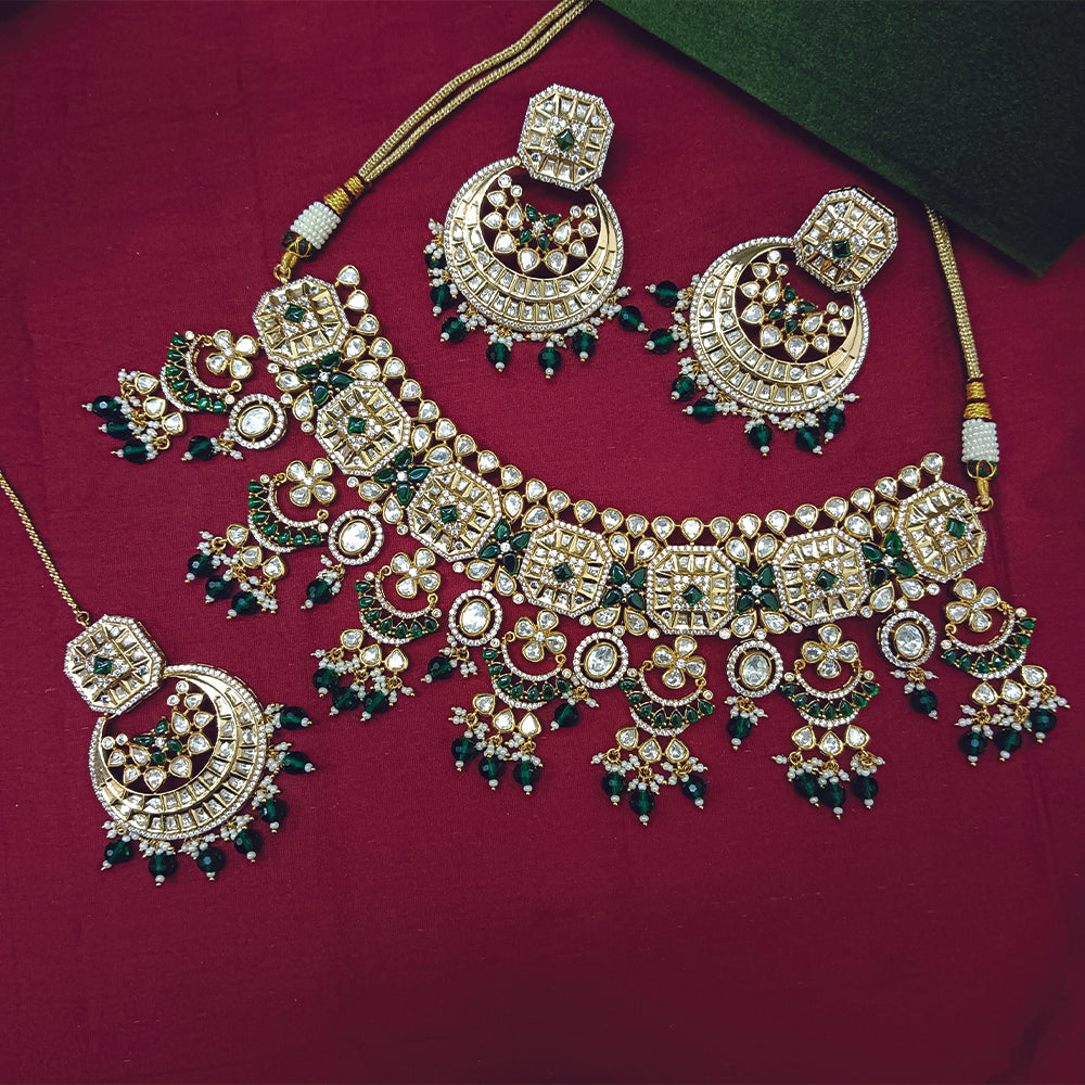 Arham Designer Polki Kundan Necklace Set with Premium Glamorous Finish
