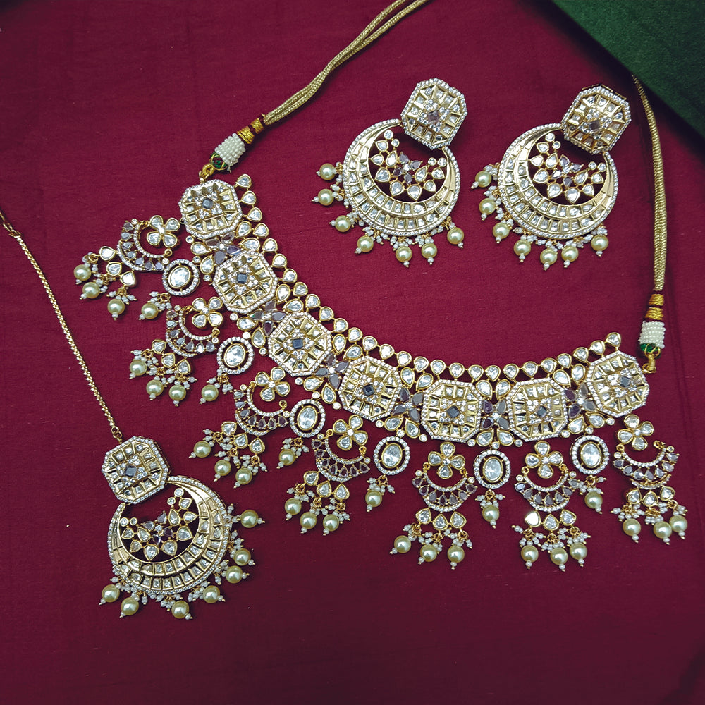 Arham Designer Polki Kundan Necklace Set with Premium Glamorous Finish