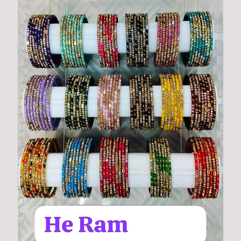 Chitra Bangles Glass Multi Color Bangle Set (12 Piece In One Box)