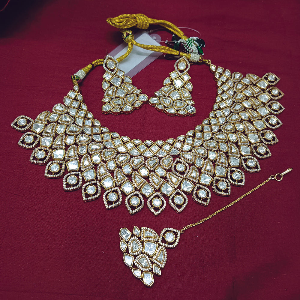 Arham Designer Semi Bridal Polki Kundan Choker Necklace Set