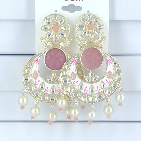 Corbeda Fashion Gold Plated Kundan And Pearl Dangler Earrings