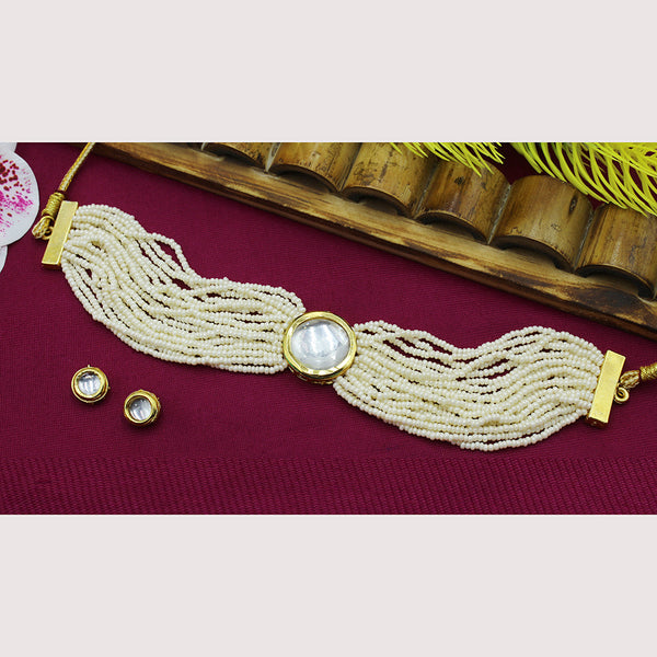 Mahavir Gold Plated Kundan Choker Necklace Set (Assorted Design)