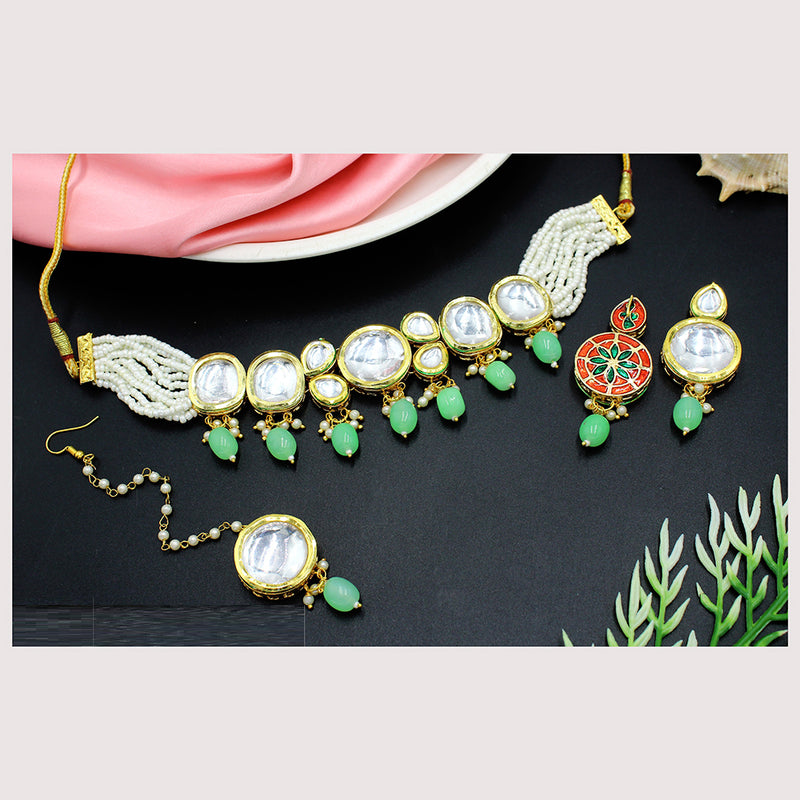 Mahavir Gold Plated Kundan Choker Necklace Set