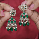 Saloni Fashion Jewellery Appealing Pear and Round Shape Gold Plated Brown Kundan Stone Dangle Earring For Women and Girls