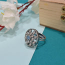 Saloni Fashion Jewellery Exotic Round Shape Silver Plated Kundan Stone Adjustable Finger Ring For Women and Girls