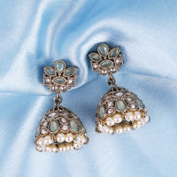 Saloni Fashion Jewellery Amazing Flower Design White Uncut Kundan Stone Antique Gold Plated Jhumki Earring For Women and Girls