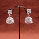 Saloni Fashion Jewellery Beautiful Pear and Flower Shape Grey Uncut Kundan Stone Silver Plated Jhumki Earring For Women and Girls