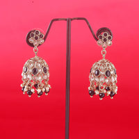 Saloni Fashion Jewellery Modish Flower Shape Black Uncut Kundan Stone Antique Gold Plated Jhumki Earring For Women and Girls