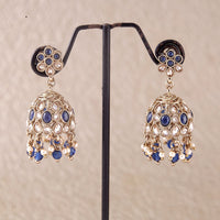 Saloni Fashion Jewellery Modish Flower Shape Black Uncut Kundan Stone Antique Gold Plated Jhumki Earring For Women and Girls