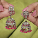 Saloni Fashion Jewellery Desirable Round and Pear Shape Silver Plated Pearl Brown Kundan Stone Jhumki Earring For Women and Girls