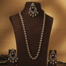 Saloni Fashion Jewellery Marvellous Paisley and Oval Shape Gold Plated Brown Kundan Stone Long Haram Necklace Set With Maang Tikka For Women and Girls