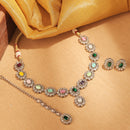 Saloni Fashion Jewellery Graceful Round and Oval Shape Antique Gold Plated Brown Uncut Kundan Stone Choker Necklace Set With Maangtikka For Women and Girls