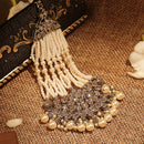 Saloni Fashion Jewellery Lovely Flower and Oval Shape Gold Plated Lariat Pearl Brown Kundan Stone Passa/Matha Patti For Women and Girls