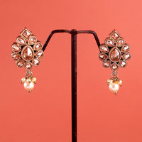 Saloni Fashion Jewellery Lavish Oval Shape Brown Uncut Kundan Stone Antique Gold Plated Jhumki Earring For Women and Girls