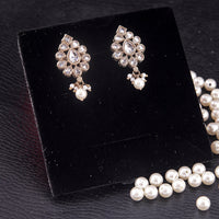 Saloni Fashion Jewellery Luxurious Oval Shape White Uncut Kundan Stone Antique Gold Plated Jhumki Earring For Women and Girls