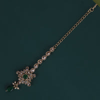 Saloni Fashion Jewellery Traditional Flower Shape and Pearl Silver Gold Plated Set of 2 Combo Maang Tikka For Women