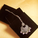 Saloni Fashion Jewellery Glimmery Chandelier Shape Mother of Pearl Pink Uncut Kundan Stone Antique Gold Plated Maang Tikka For Women and Girls