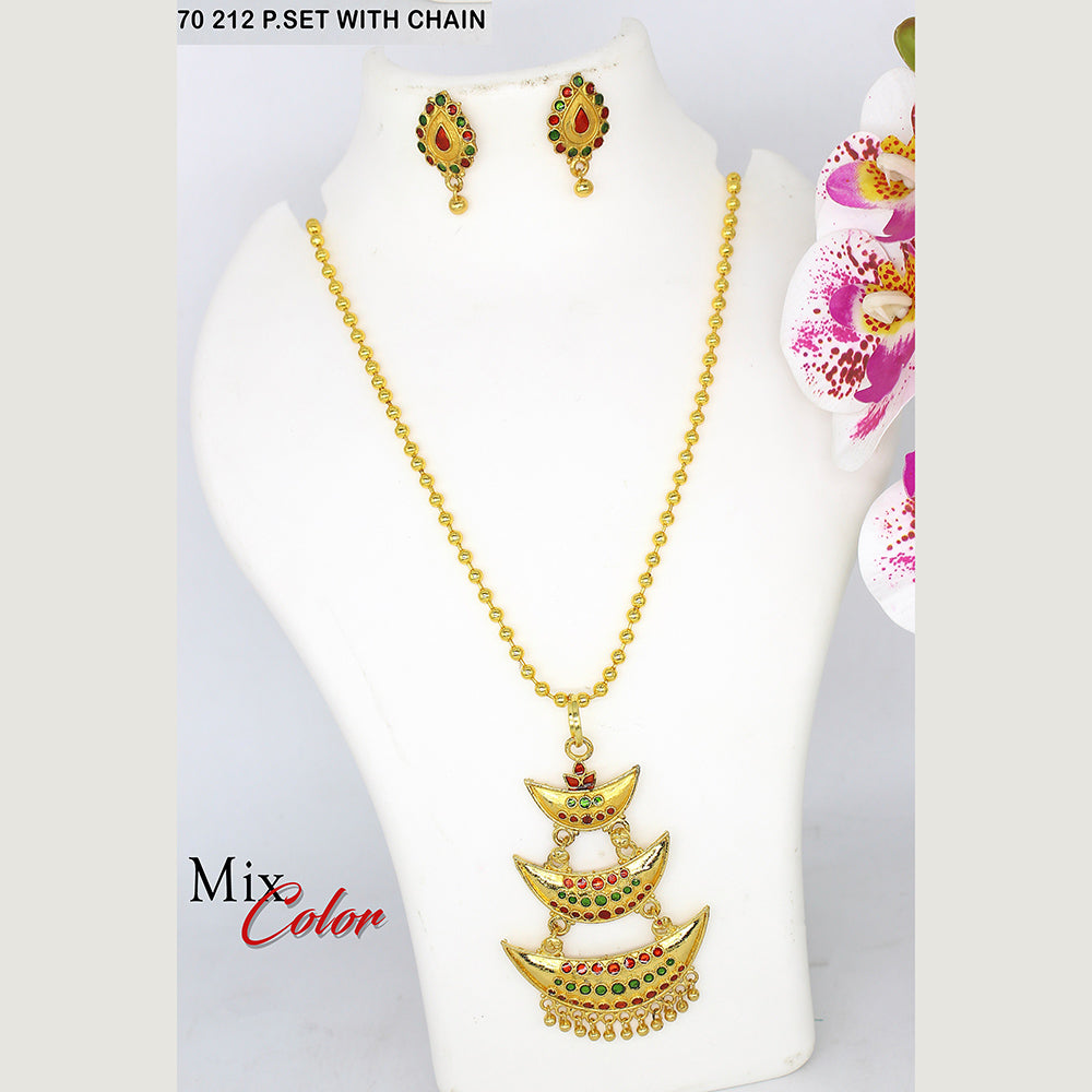 Mahavir Gold Plated Pendant Set