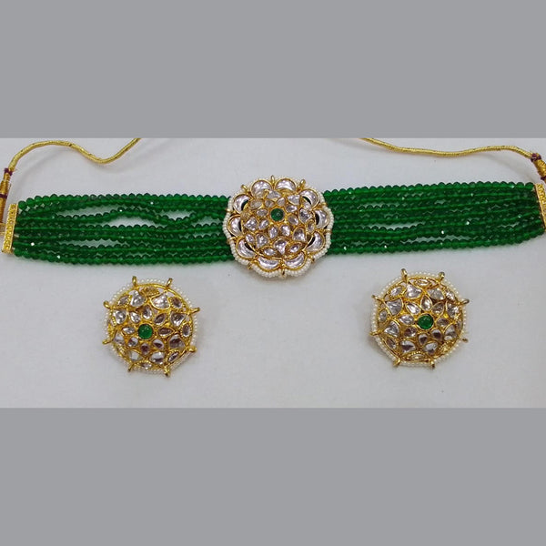 Midas Touch Gold Plated Kundan Stone And Beads Choker Necklace Set