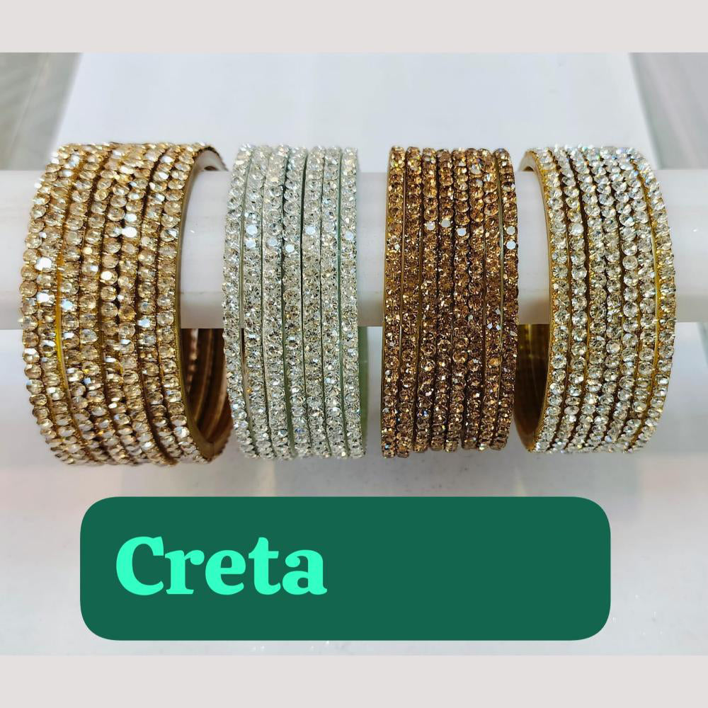 Chitra Bangles Glass Austrian Stone Bangle Set (12 Piece In One Box)