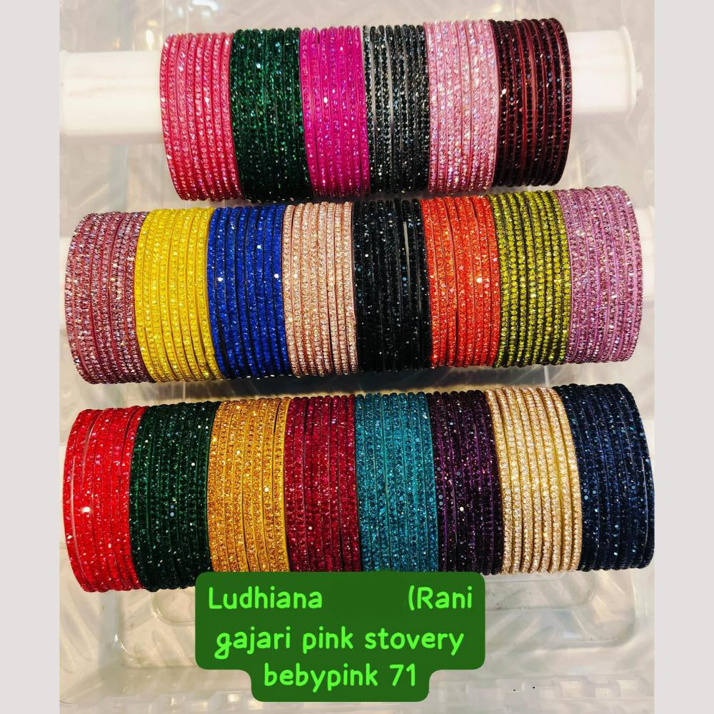 Chitra Bangles Glass Multi Color Bangle Set (12 Piece In One Box)