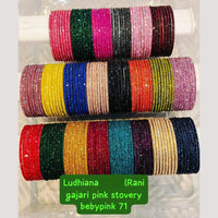 Chitra Bangles Glass Multi Color Bangle Set (12 Piece In One Box)