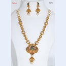Corbeda Fashion Gold Plated Pota Stone Peacock Long Necklace set