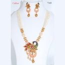 Corbeda Fashion Gold Plated Pota Stone Peacock Long Necklace set