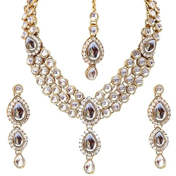 Wearhouse Fashion Gold Plated Kundan Necklace Set