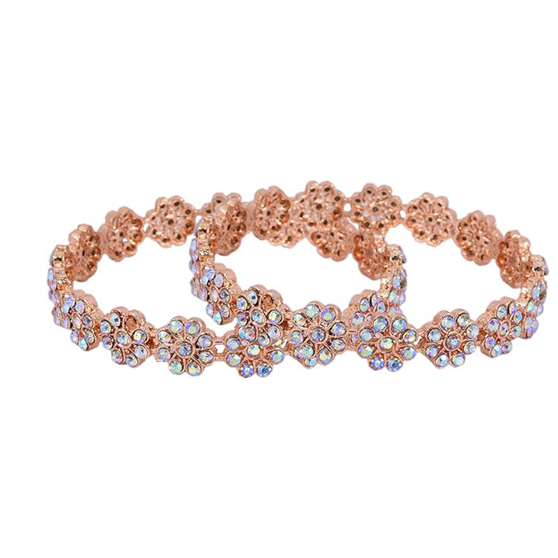 Manik Golden Plated Elegant Flower Diamonds Design Bangles Set