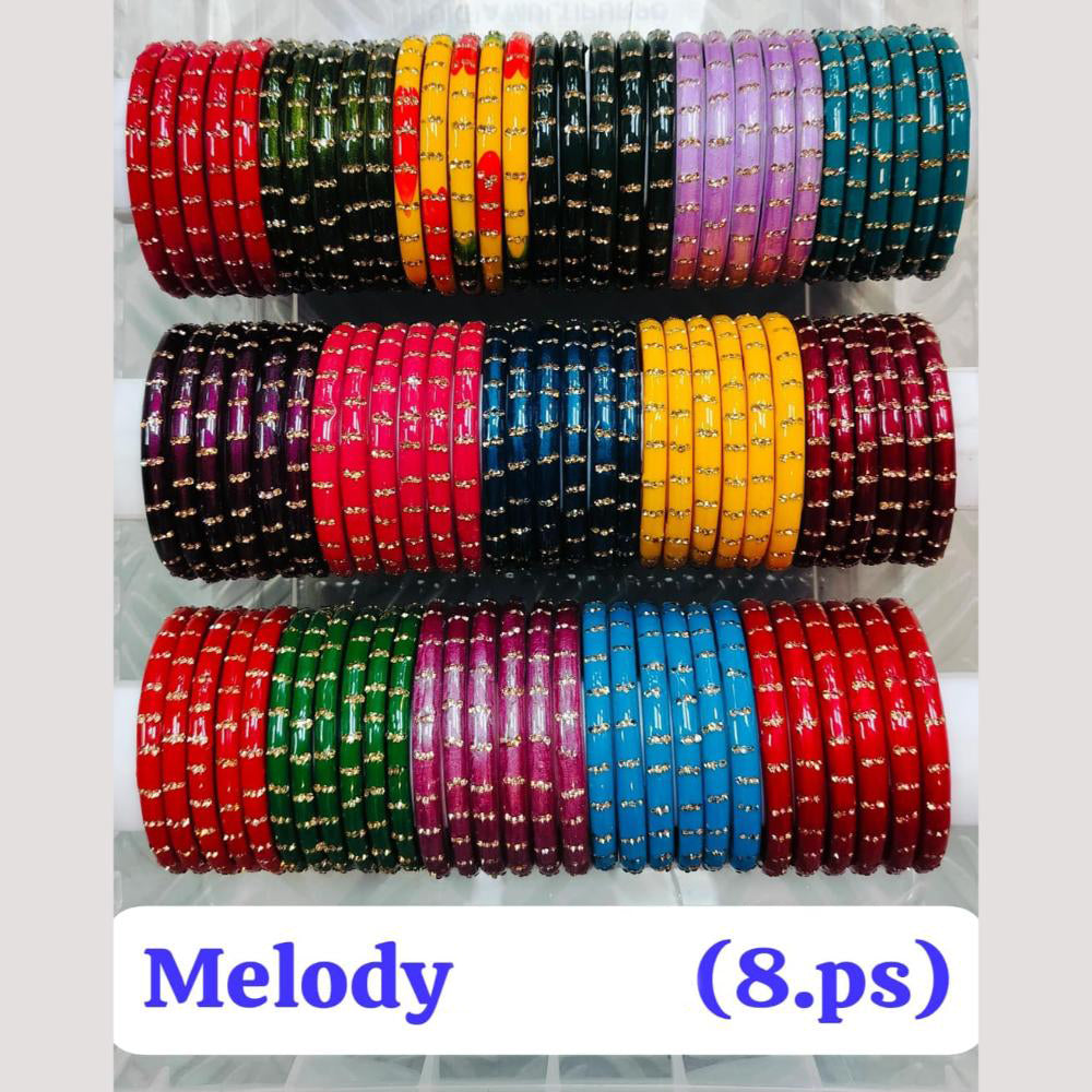 Chitra Bangles Multi Color Glass Bangle (8 Piece In One Box)