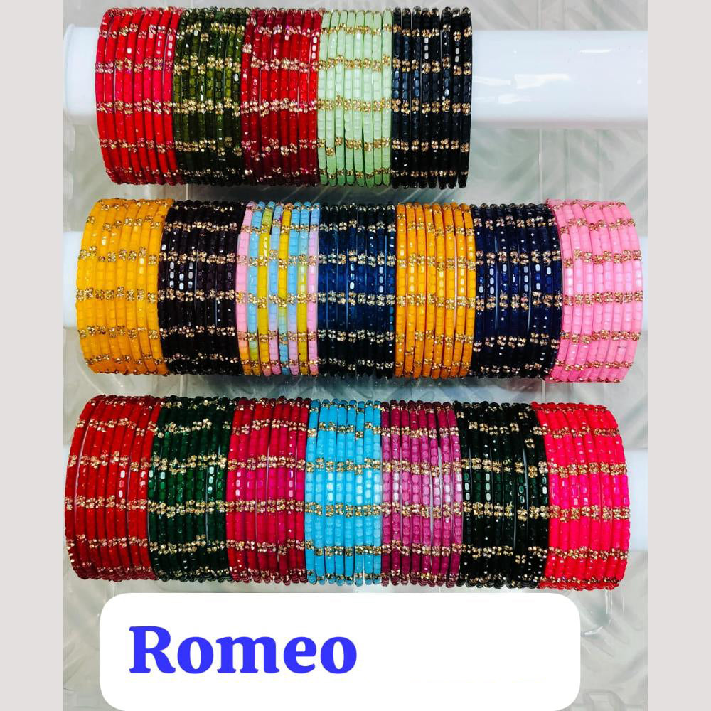 Chitra Bangles Glass Multi Color Bangle Set (12 Piece In One Box)