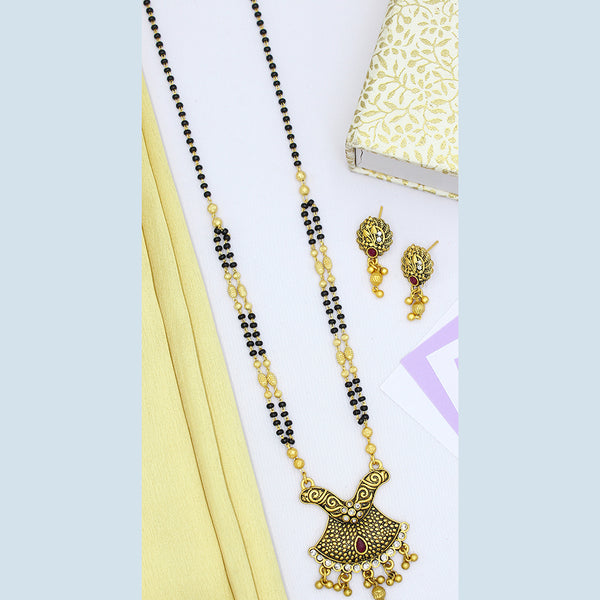 Mahavir Black Beads Gold Plated Mangalsutra
