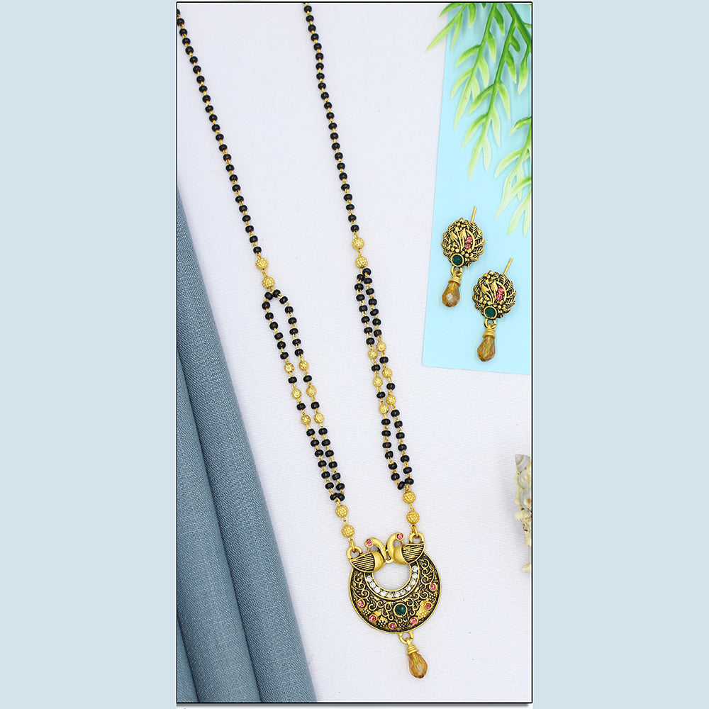 Mahavir Black Beads Gold Plated Mangalsutra