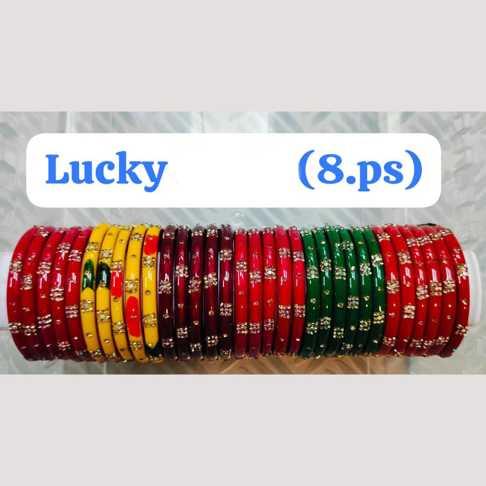 Chitra Bangles Multi Color Glass Bangle (8 Piece In 1 Box)