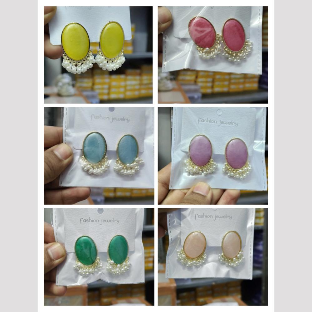 Wearhouse Fashion Classy Oval Studs With Pearl Clusters Designer Earrings
