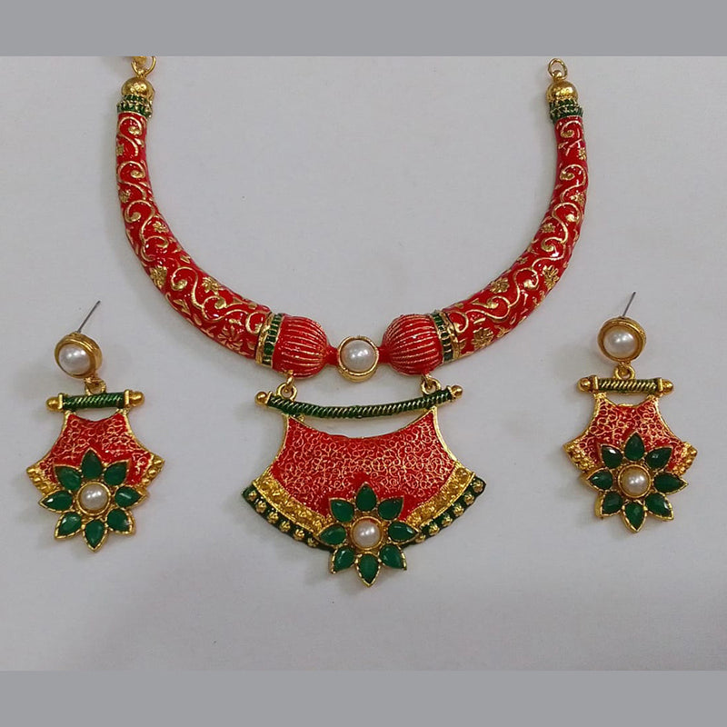 Midas Touch Gold Plated Meenakari Necklace Set