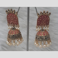 Infinity Jewels Gold Plated Crystal Stone And Meenakari Jhumki Earrings