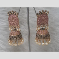 Infinity Jewels Gold Plated Crystal Stone And Meenakari Jhumki Earrings