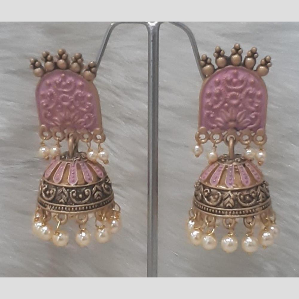 Infinity Jewels Gold Plated Crystal Stone And Meenakari Jhumki Earrings