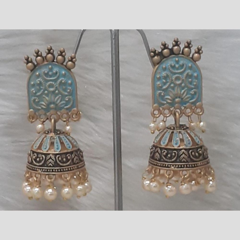 Infinity Jewels Gold Plated Crystal Stone And Meenakari Jhumki Earrings